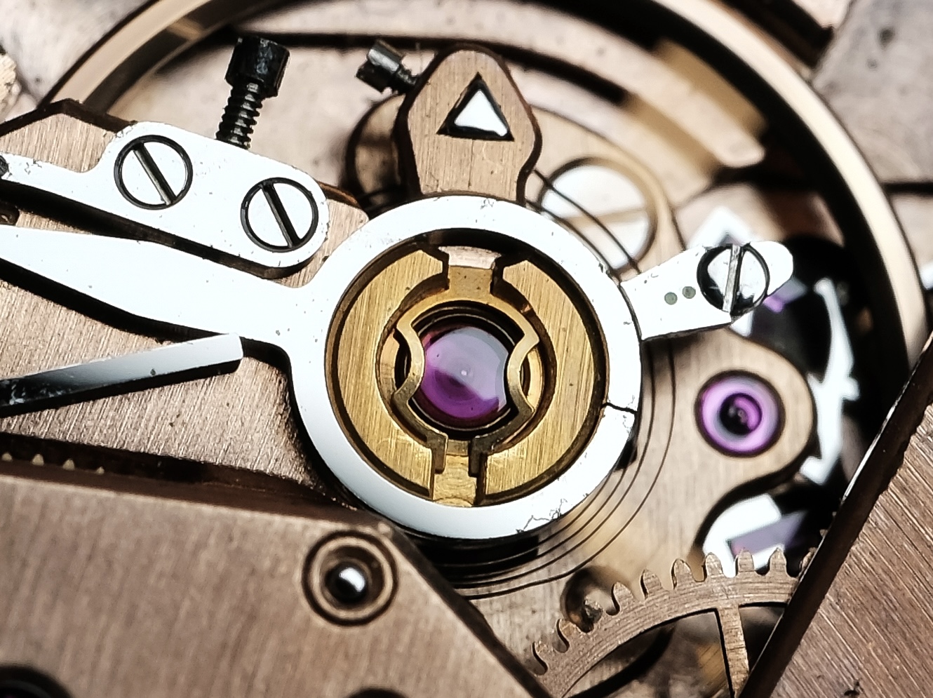 Balance wheel and hairspring showing the heart of a mechanical movement